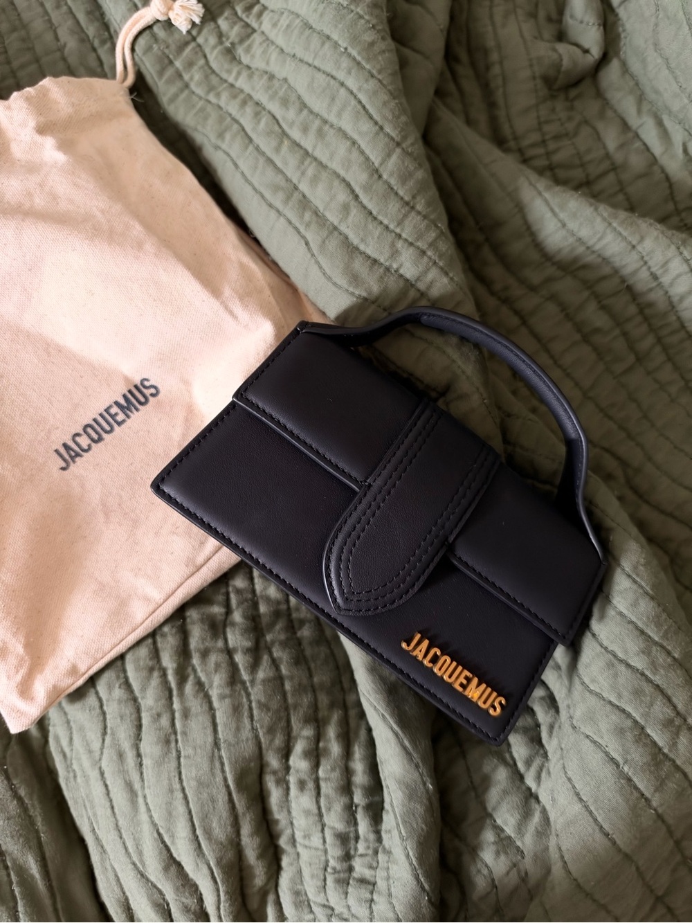 Black Mini Top-Handle Wallet Bag with Gold Logo Accent